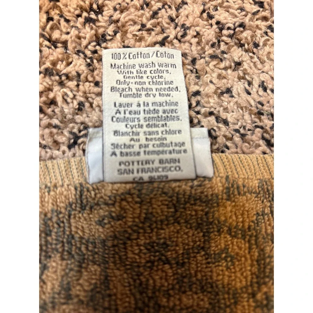 Pottery Barn Vintage Leopard Cheetah Print Washcloth Wash Cloth Lot of 3 Brown